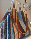 Handmade Crochet Weekend Bag | Large Travel Tote with Genuine Leather Straps