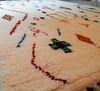 Modern Handmade Moroccan Wool Rug | White Carpet with Multicolor Tribal Patterns