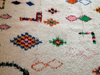 Modern Handmade Moroccan Wool Rug | White Carpet with Multicolor Tribal Patterns