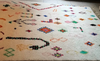Modern Handmade Moroccan Wool Rug | White Carpet with Multicolor Tribal Patterns