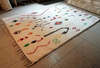 Modern Handmade Moroccan Wool Rug | White Carpet with Multicolor Tribal Patterns