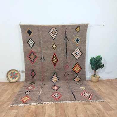 Handmade Moroccan Berber Wool Rug | 6x10 Ft Geometric Bedroom & Living Room Carpet