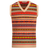 Men’s Beige Fair Isle Knitted Sweater Vest | Retro Sleeveless Tank Top Jumper