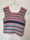 Cropped Vintage Handmade Sweater Top | Hand Knit Striped Crop Tank | Retro Wool Knitwear