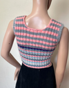 Cropped Vintage Handmade Sweater Top | Hand Knit Striped Crop Tank | Retro Wool Knitwear