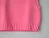 Vintage Bubblegum Pink Cropped Vest | Handmade Knit Sleeveless Top | Retro Knitwear